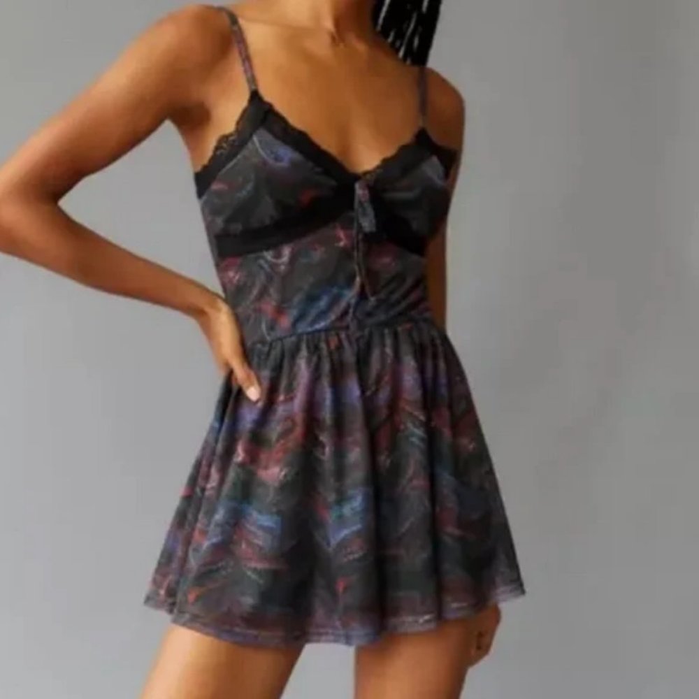 UO Riva Strappy Mesh Romper